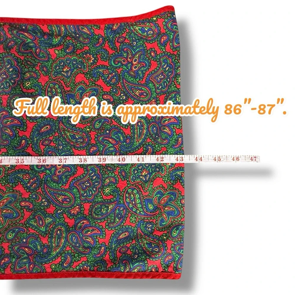 Vintage Lands' End Coming Home‎ Red Green Blue Paisley Table Runner 86